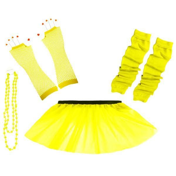 Children Girls Neon UV Tutu Skirt Plain Leg Warmer Beads Fancy Dress Party Costumes Set - Size 4 to 14 Years - Image 11