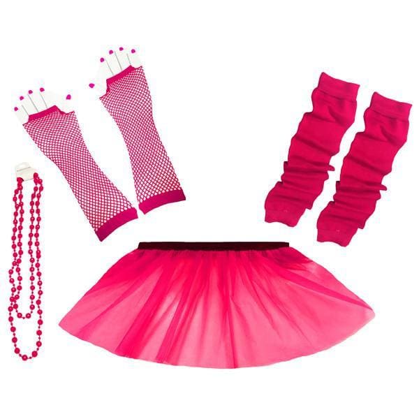 Children Girls Neon UV Tutu Skirt Plain Leg Warmer Beads Fancy Dress Party Costumes Set - Size 4 to 14 Years - Image 4