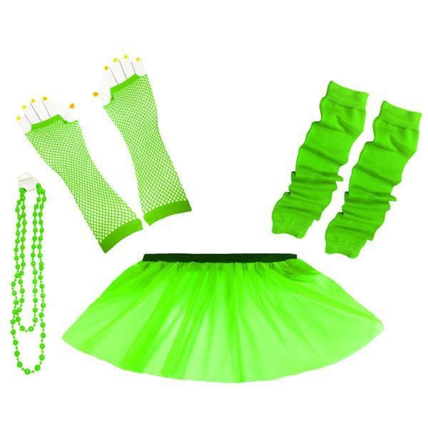 Children Girls Neon UV Tutu Skirt Plain Leg Warmer Beads Fancy Dress Party Costumes Set - Size 4 to 14 Years - Image 6