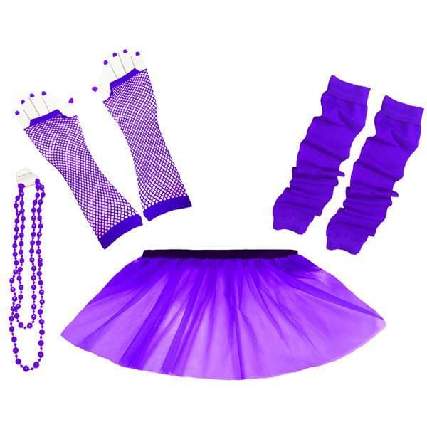 Children Girls Neon UV Tutu Skirt Plain Leg Warmer Beads Fancy Dress Party Costumes Set - Size 4 to 14 Years - Image 7