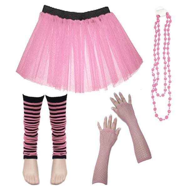 Children Girls Neon UV Tutu Skirt Stripe Leg Warmer Beads Fancy Dress Party Costumes Set - Size 4 to 14 Years - Image 10