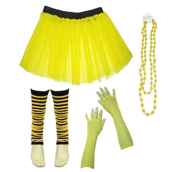 Children Girls Neon UV Tutu Skirt Stripe Leg Warmer Beads Fancy Dress Party Costumes Set - Size 4 to 14 Years - Image 11