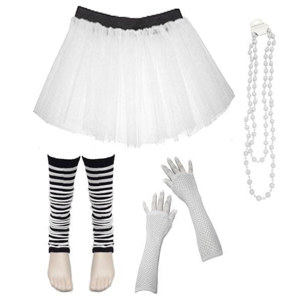 Children Girls Neon UV Tutu Skirt Stripe Leg Warmer Beads Fancy Dress Party Costumes Set - Size 4 to 14 Years - Image 3