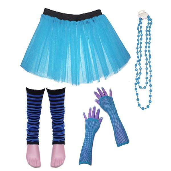 Children Girls Neon UV Tutu Skirt Stripe Leg Warmer Beads Fancy Dress Party Costumes Set - Size 4 to 14 Years - Image 8
