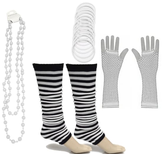 Neon 80s Fancy Dress Hen Party Tutu Costumes Set Stripe Leg warmers Gloves Necklace - One Size Fits All - Image 3