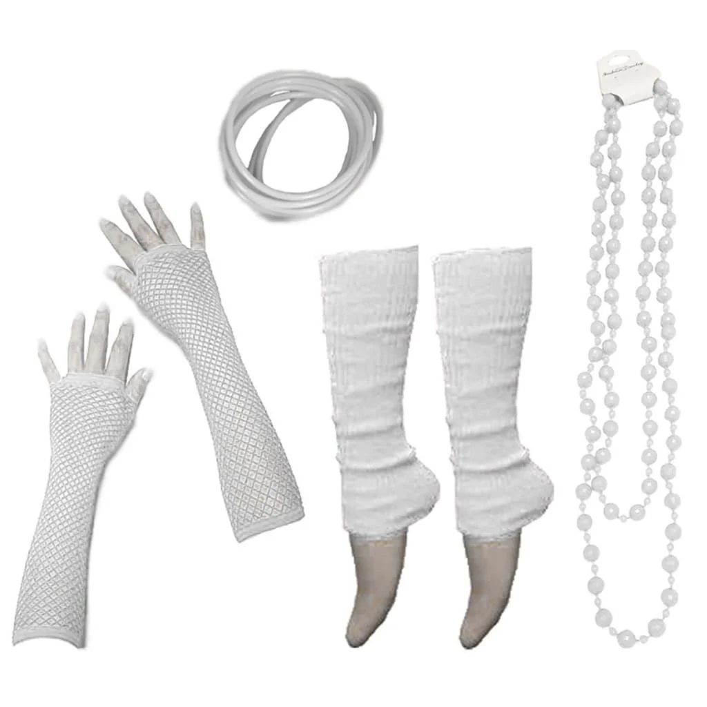 Neon 80s Fancy Dress Hen Party Tutu Costumes Set Plain Solid Leg warmers Gloves Necklace - One Size Fits All - Image 3